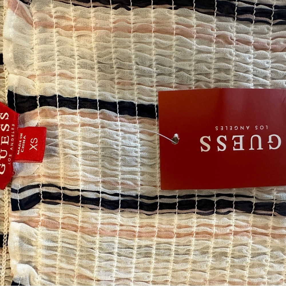 GUESS STRIPED CROP TOP OFF SHOULDER SIZE XS - Picture 4 of 6